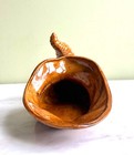 Vintage 9  Atlantic Mold Ceramic Cornucopia     Signed Ec     Brown Drip Glaze Fall