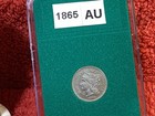 1865 Three Cent Nickel 1st Year Of Issue  Almost Uncirculated Free Shipping