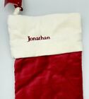 Pottery Barn Classic Velvet Christmas Stocking  jonathan  Red Ivory Medium Nwt