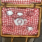 Vtg 1970 Raggedy Ann Miniature Porcelain Tea Set And  Picnic Basket By Schylling