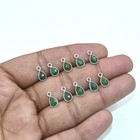 Emerald Pear Connector   Green Emerald Bezel Single Connector For Jewelry Making