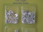 125 Ct Safety Pins Sizes Large Small Medium Silver Baby Diaper Crafts      A13-1