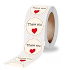 1 Roll Of 500pcs 1  Red Heart Thank You Stickers Round Sealing Labels