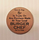 Vintage Burger Chef Indian Head Wooden Nickel Souvenir Token 5 Cent Value