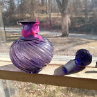 1890s Beautiful Amethyst Swirled Cologne Bottle With Matching Glass Stopper
