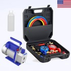 Vacuum Pump And Gauge Set For R134a R502 R22 R12 Automotive Ac 3cfm 1 4hp Tube