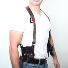 Handmade  Universal  Leather Shoulder Concealed Holster Horizontal   Double Mag