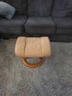 Ekornes Stressless Ottoman Paloma Sand Leather Footstool Wood Ring Base