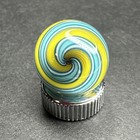 Contemporary Handmade Art Glass Marble  67  Yellow Blue Pretty Borosilicate Mib
