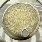 1860 Seated Liberty Half Dime 5c Silver Us Coin F Detail Holed Colorful Toning