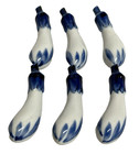 Set Of 6 Porcelain Blue   White Eggplant Chopstick Knife Rest Set