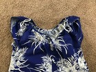 Vintage Hilo Hattie Blue Floral Hawaiian Aloha Muu Muu Long Maxi Dress Sz Small
