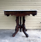 Antique Eastlake Victorian Walnut Marble Top Table C1870s