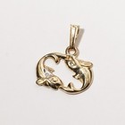 Vintage Pisces Fish Diamond 9ct Yellow Gold Pendant Charm Zodiac Star Sign Small