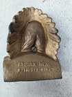 Vtg American Indian Head National Bank Still Coin Native Chief Cast Iron Antique
