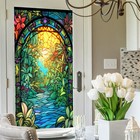 Static Cling Stained Tropical Plant Flower Sunrise Pvc Window Glass Sticker 