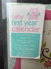 C  R  Gibson Our Little One First Year Baby Calendar   Stickers Owls