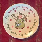 3 Vintage Ganz Angel Inspirational Decorative Wall Plates  Flowers  Hearts  New