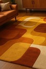 Orange Mustard Yellow Mid Century Modern Wool Area Rug Geometric Area Rug Burnt