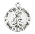 Holy Saint Michael The Archangel Sterling Silver Round Medal Pendant Necklace