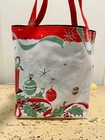 Mid Century Atomic Christmas Santa Present Tree Ornament Vintage Tablecloth Tote