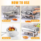3 Pan Food Warmer Stainless Steel Buffet Set Food Pan Catering Chafer With Lid