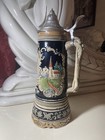 Vintage German Beer Stein With Lid- Swiss Musical Movement    einmal Em Rhein   