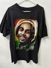 Bob Marley Graphic T-shirt Men s Xl Black Double Sided 100  Cotton Extra Large