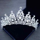 Wedding Hair Tiara Crystal Bridal Tiara Crown Silver Color Diadem Veil Tiaras