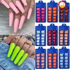 240 100pcs Full Cover Long Coffin Fake Nails Art Manicure False Nail Tips Matte