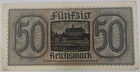 50 F  nfzig Reichsmark Banknote Nazi Germany Ww2 Authentic Currency Fascism 1940