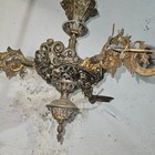 Antique Ornate Victorian Brass 3 Arm Hanging Oil Lamp Chandelier Eastlake