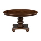 5 Pc Brown Cherry 54  Round Dining Table And Faux Leather Chairs  Furniture Set