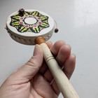 Vintage Hand-painted Wooden Pellet Drum Traditional Folk Toy Instrument
