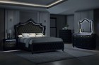 New Led Queen King Black Velvet 5pc Bedroom Set Modern Furniture Bed d m n c