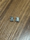 Tous Signed Teddy Bear Stud Earrings White   Silver Tone Metal Butterfly Back