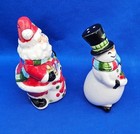 Vtg Fitz   Floyd Santa   Snowman W  Gifts Salt   Pepper Shaker Set Xmas Read