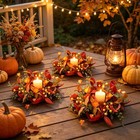 Ylolul 6 Pcs Fall Candle Ring Wreaths Artificial Autumn Candle Holder Wreath