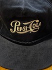 Vintage Pepsi Cola Script Corduroy Corded Hat Navy Blue 90s Adjustable