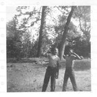 Vintage Photo African American Siblings Matching Shirts Flexing Muscles 1950 s 
