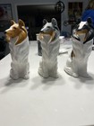 Collie Dog Ceramic Figurines Lot Of 3 - Tan white  Gray white  Black tan white