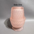 Indiana Glass Diamond Point Frosted Pink Blush Fairy Lamp Original Box  read