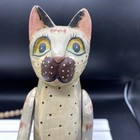 Vintgage Folk Art Carved Articulated Wood Shelf Sitter Cat 12    Primitive