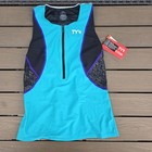 Tyr Women Black multi Triathlon Trisuit Tank   6 In Padded Shorts Sz S New  mark