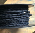 16 Gauge Black Cotton Cloth Covered Twisted Wire - Vintage Braid Style Lamp Cord