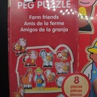 Melissa   Doug Wooden Jumbo Peg Puzzle Farm Friends 8-piece Easy-grip Kids Toy