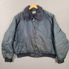    vintage 80s Budweiser Bomber Jacket Mens Xxl Blue Quilted Faux Fur Collar Patch