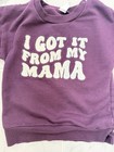24mo Sweatshirt Puff Sleeves I Got It From My Mama Chenille Letters Purple