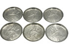 Hammered Aluminum Set Of 6 Metal Coasters With Ducks   Geese In Marsh Vintage