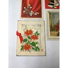 Norcross Bapco Poinsettia Bells Candle Greeting Cards 1940s Vtg Lot Of 4 Note
